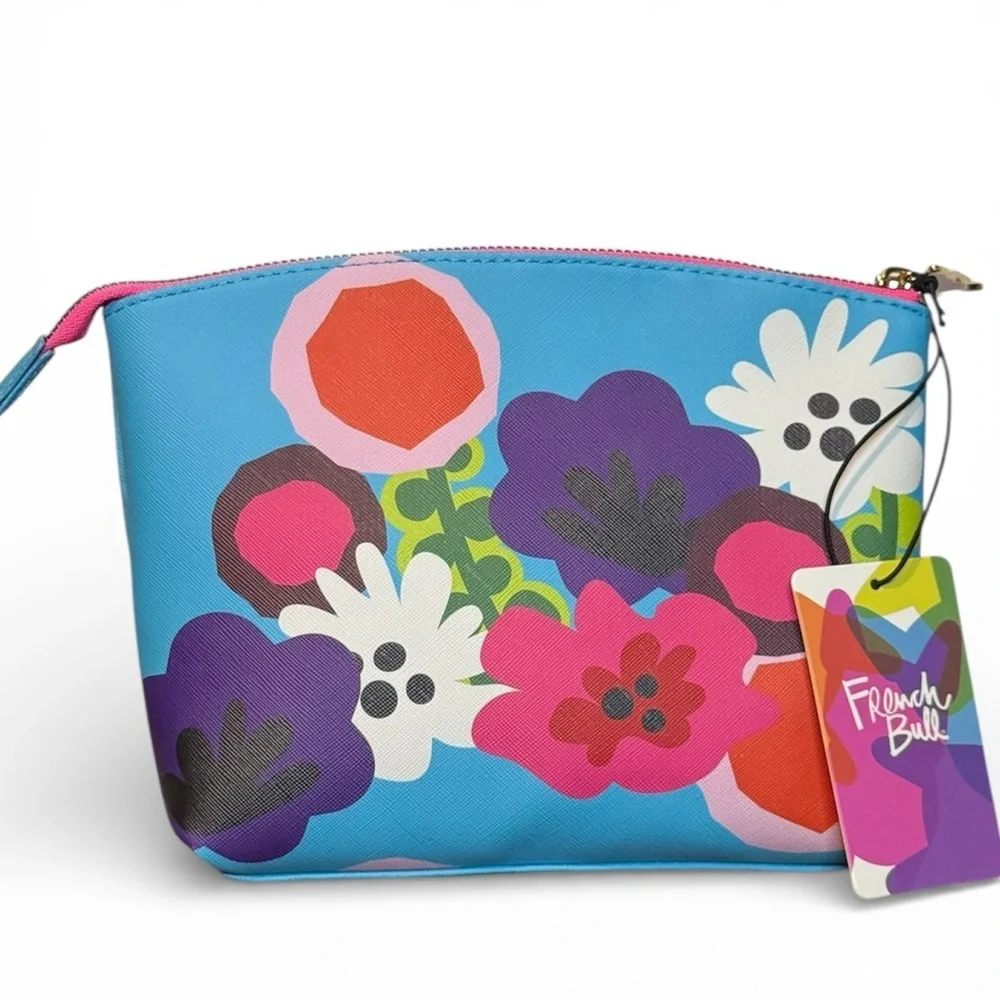 French Bull Floral Bright Blue Cosmetic Bag